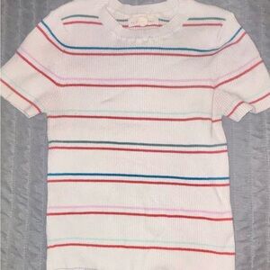 La Hearts Kids Short Sleeve Tee - White with Multicolor Stripes